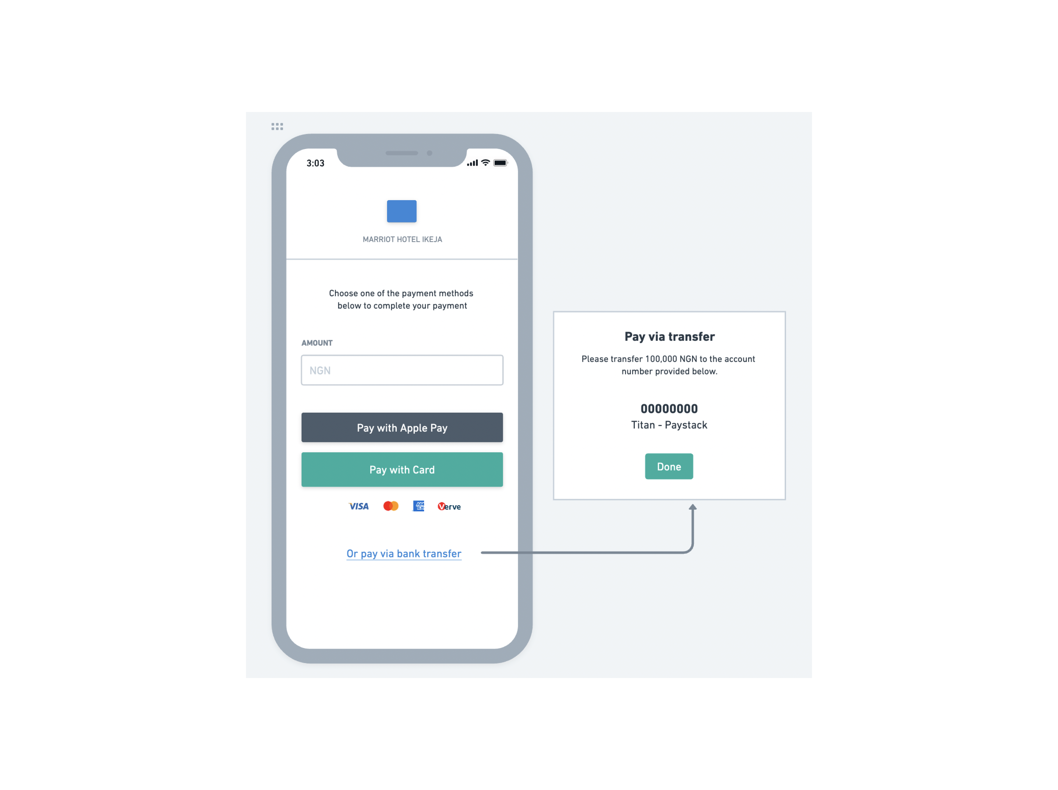 a wireframe design showing the second iteration of the virtual terminal payment page